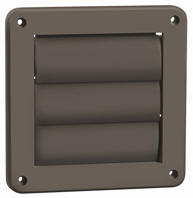 4 In. Exhaust Wall Louvered Vent, Brown Plastic
