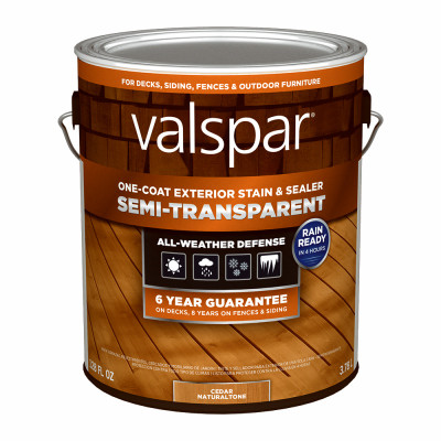 One-Coat Semi-Transparent Stain & Sealer, Cedar Natural Tone, 1 Gallon