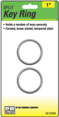 Split Key Ring, Brass-Plated, 1-In., 2-Pk. (5 pieces)