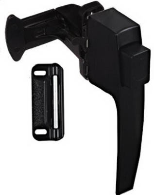 Screen & Storm Door Latch, Push-Button, Black Satin, 1-3/4 In. Hole Spacing