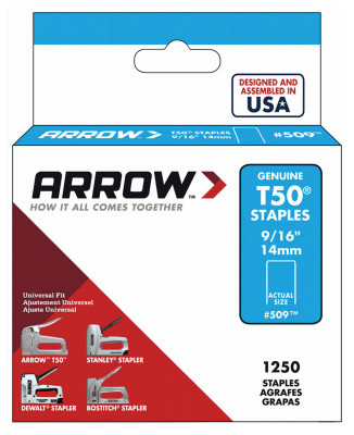 Staples, Narrow Crown, 9/16 In., 1250-Pk.