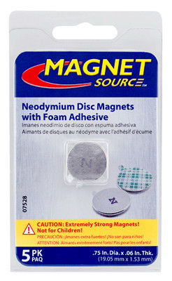 Super Neodymium Disc Magnets with Adhesive, 5-Pk.