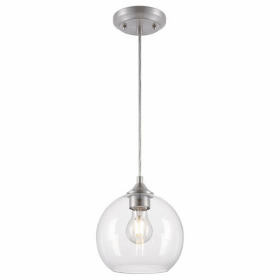 Tatze Indoor Mini Pendant Light, Clear Glass Shade, Brushed Nickel Finish