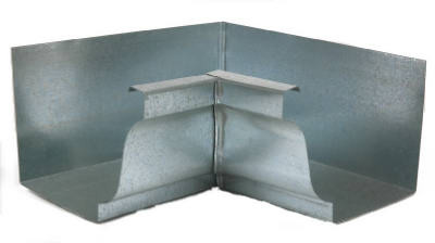 Gutter Inside Mitre, Mill Finish Galvanized Steel, 4 In.