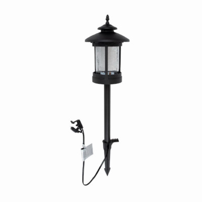 Pathway Light, Black Metal, Crackle Glass Lens, 18 In. High