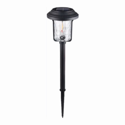 Solar Pathway Lights, Black Metal, Hammered Glass Lenses, 4-Pk. (2 pieces)