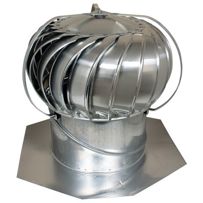 Airhawk Ventilation Turbine, External Brace, Aluminum, Mill Finish, 12 In.