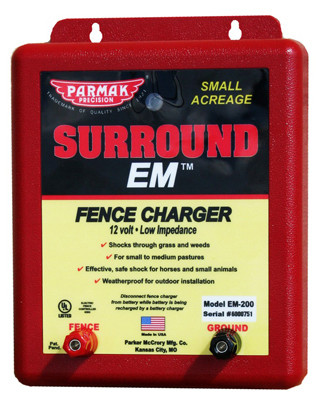 Surround EM Electric Fence Charger, 5-Mile, Low Impedance, Uses 12-Volt Car Battery