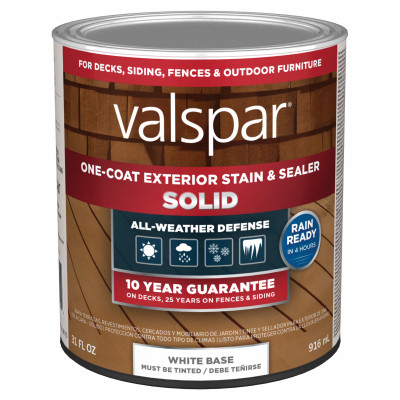 One-Coat Solid Stain & Sealer, White Base, 1 Qt.