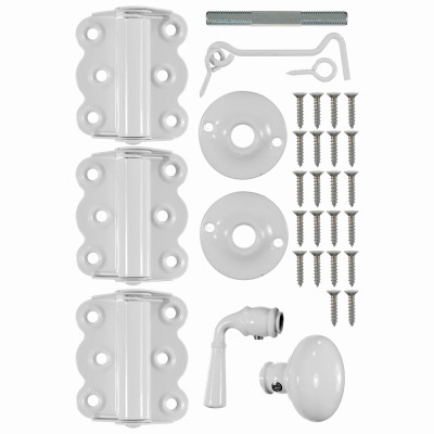 Vinyl/Wood Screen Door Hardware Set, White