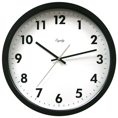 Equity Commercial Wall Clock, Black, 14-In.
