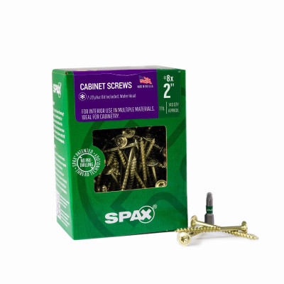#8 x 2" Interior Wafer Head Cabinet Wood Screws Multi-Material Torx T-Star Plus (140 EA) 1 LB