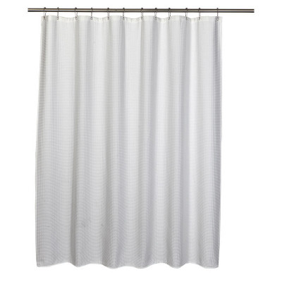 Quaker Waffle Shower Curtain, White Poly/Cotton, 71 x 71 In.