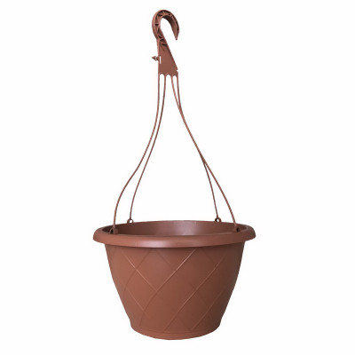 Hanging Basket With Saucer, Terra Cotta Plastic, 12 In.