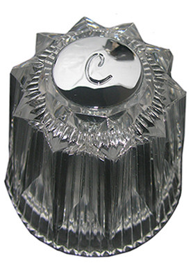 Windsor Hot Faucet Handle, Clear With Chrome Cold Button