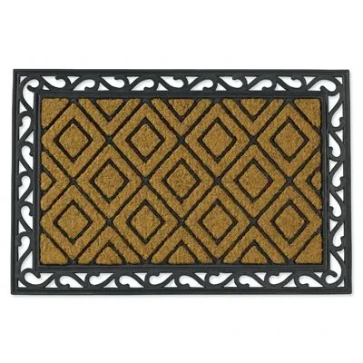 Coir & Rubber Door Mat, Diamond Pattern, 24 x 36 In.