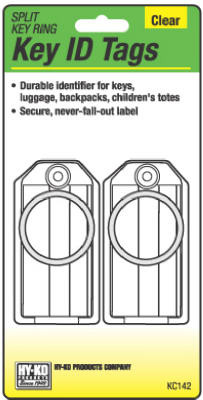 Identification Tag with Split Ring, Clear, 2-Pk. (5 pieces)