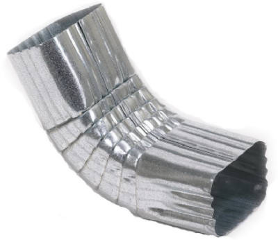Gutter Front Elbow, Style A, 75 Degree, Mill Finish Galvanized Steel, 2 x 3 In.