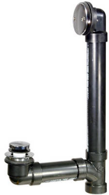 Tip Toe Tub Drain Assembly, Black Plastic, Chrome Finish