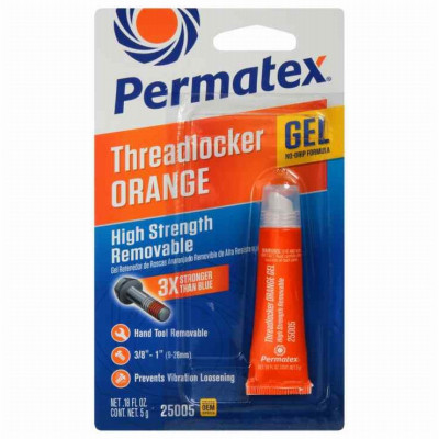 Orange Threadlocker Gel, High Strength Removable, 5g