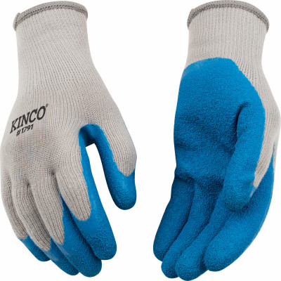 Polyester Gray Gloves, Latex Palm, Men's M