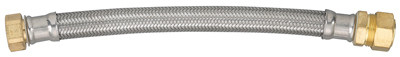 Water Heater Connector, Lead-Free, Braided Stainless Steel, 7/8 Compression x 3/4 FIP x 18 In.
