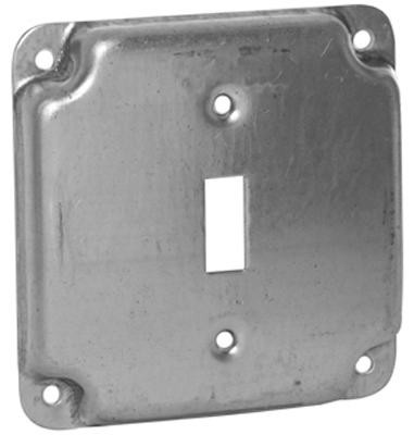 Single Toggle Switch Box Cover, Flat Corner, 4 In. Square