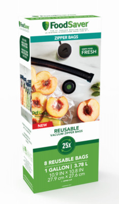 Reusable Vacuum Zipper Bags, for FoodSaver Handheld Vacuum Sealers, Gallon, 8-Ct.