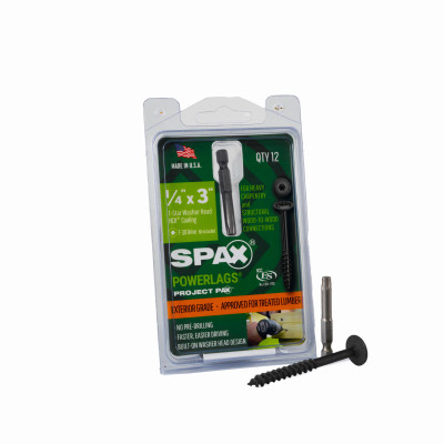 1/4" x 3" Exterior Washer Head Structural Wood Lag Screws  Powerlags Torx T-Star (12 EA)