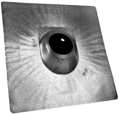 Roof Flashing, Galvanized Steel, 18 x 18 In. Base, 1 to 5 In. Pipes