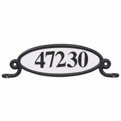 Reflective Address Number Plaque, Black Plastic