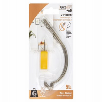 Picture Hanging J-Hook, Installs into Drywall, 35-Lb. Load