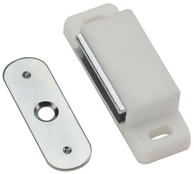 Magnetic Cabinet Catch, Aluminum Case, White