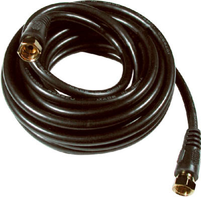 RG6 Coaxial Cable With "F" Connectors, Black, 12 Ft.