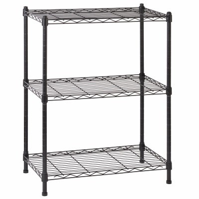 Black 3-Tier Wire Shelving Unit 24"W x 14"D x 30"H