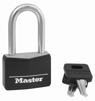 Keyed Padlock, Aluminum With Black Cover, 1-9/16-In.