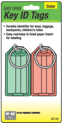 Key I.D. Tag, Colored, Split Ring, 2-Pk. (5 pieces)