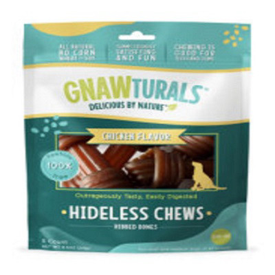 Hideless Ribbed Bone Dog Treat, Chicken Flavor, 4-4.5 In. Stick