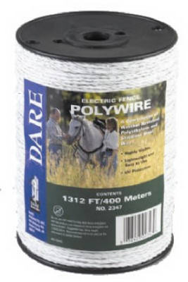 Electric Fence Wire, White Poly & 3-Wire Stainless Steel, 820 Ft. Spool