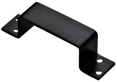 Door Bar Holder, Closed, Black Steel, 6.4 x 1-1/2 In.