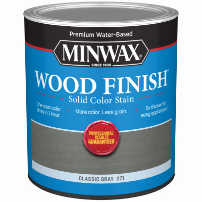 Wood Finish Stain, Water-Based, Solid Color, Classic Gray, 1-Qt.