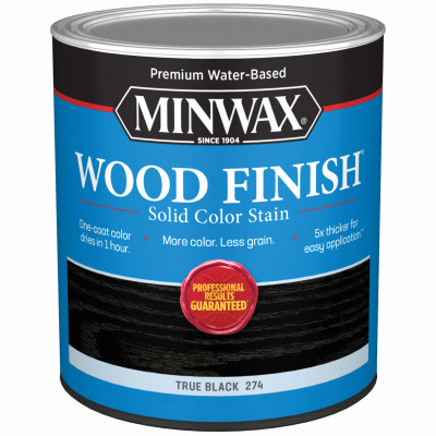 Wood Finish Stain, Water-Based, Solid Color, True Black, 1-Qt.