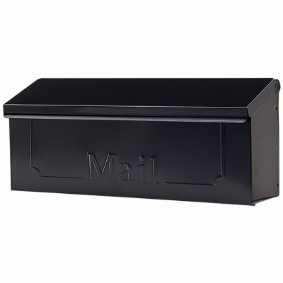 Townhouse Wall-Mount Mailbox, Small Horizontal, Black Steel