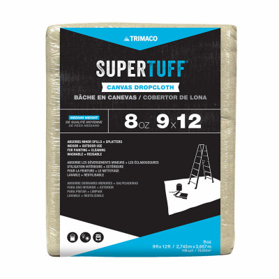 SuperTuff Canvas Drop Cloth, 9 x 12 Ft.