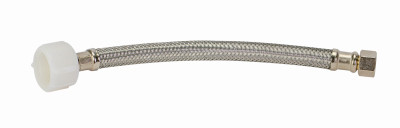 9 In. Toilet Connector, Braided Stainless Steel, 3/8 Compression x 7/8 In. Female Ballcock Thread