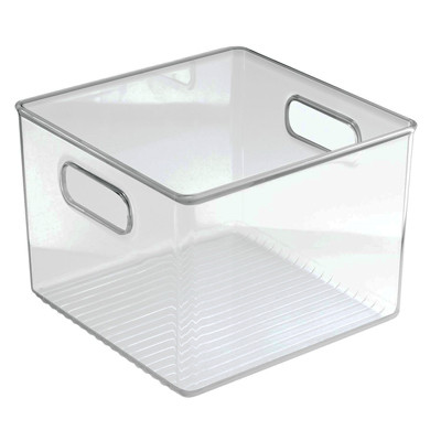 Storage Bin, Clear Plastic, 8 x 8 x 6 In.