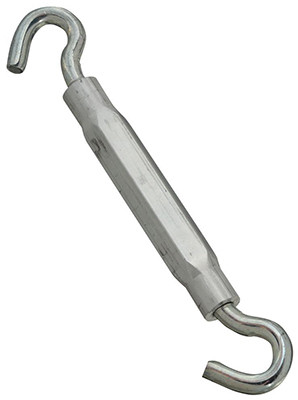 Hook/Hook Turnbuckle, Zinc, 5/16 x 9 In.