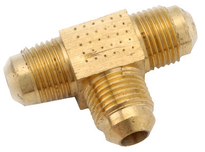 Pipe Fitting, Flare Tee, Brass, 1/2 In.