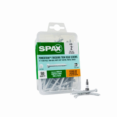 #8 x 2" Exterior / Interior Trim Head Wood & Finishing Project Screws White Powertrim Torx T-Star Plus (100 EA)