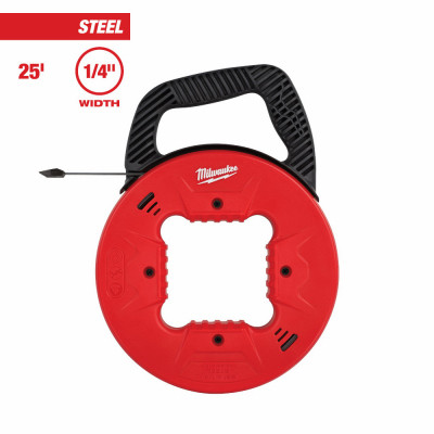 Steel Fish Tape, 1/4 In. x 25 Ft.